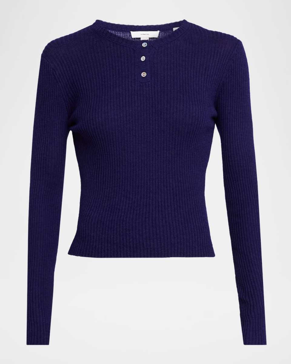 Ribbed Long-Sleeve Henley